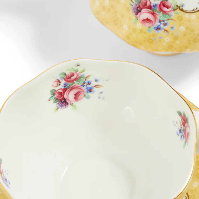 Decorative ceramic cup with floral patterns 