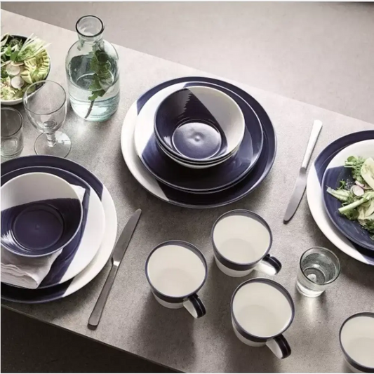 Navy and white dinnerware set