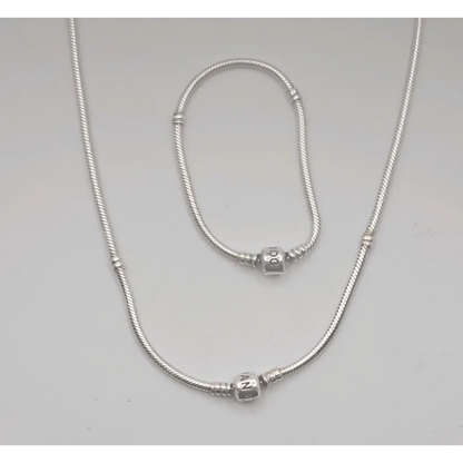 Silver necklace and bracelet set