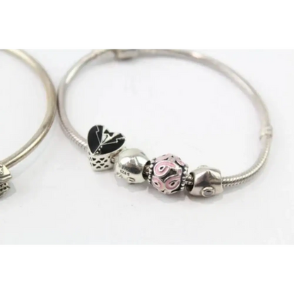 Silver bracelet with decorative beads