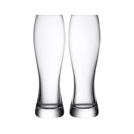 Two clear glass beer glasses 