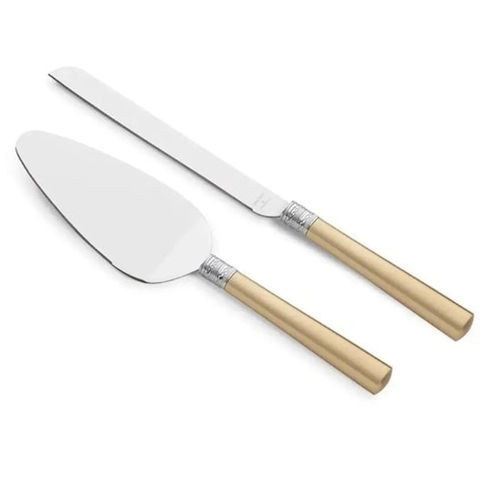 Two cake knives with gold handles