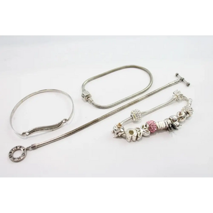Silver bracelet with charms