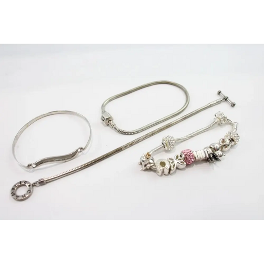 Silver bracelet with charms