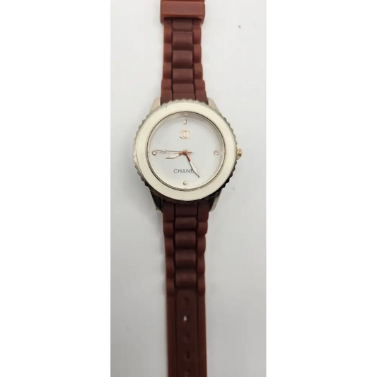 Chanel watch with brown strap