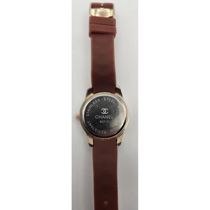 Chanel watch with brown leather strap