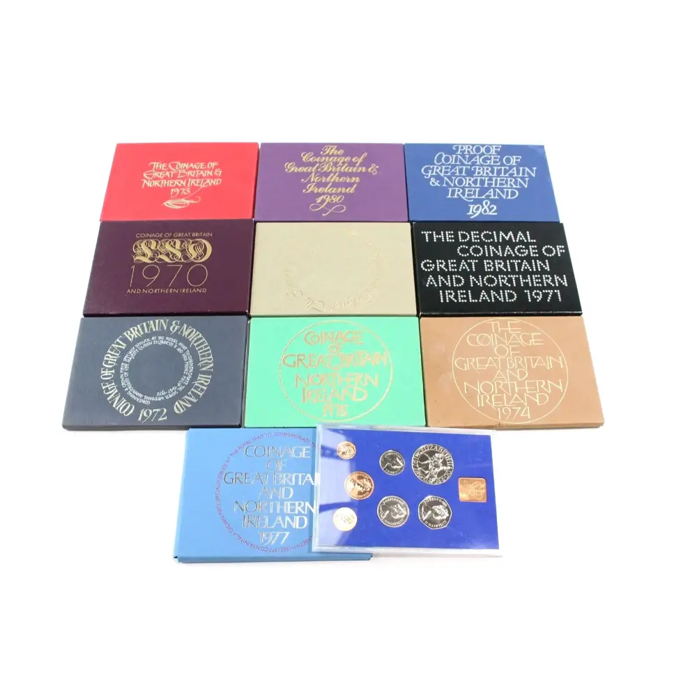 Assorted denominations in Royal Mint Great Britain & Northern Ireland Coin Sets