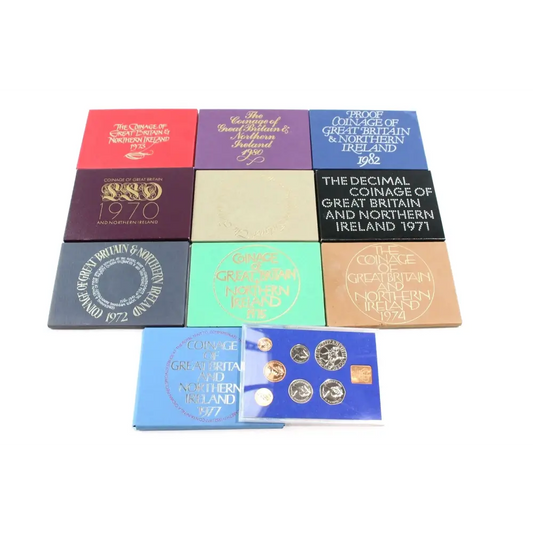Assorted denominations in Royal Mint Great Britain & Northern Ireland Coin Sets