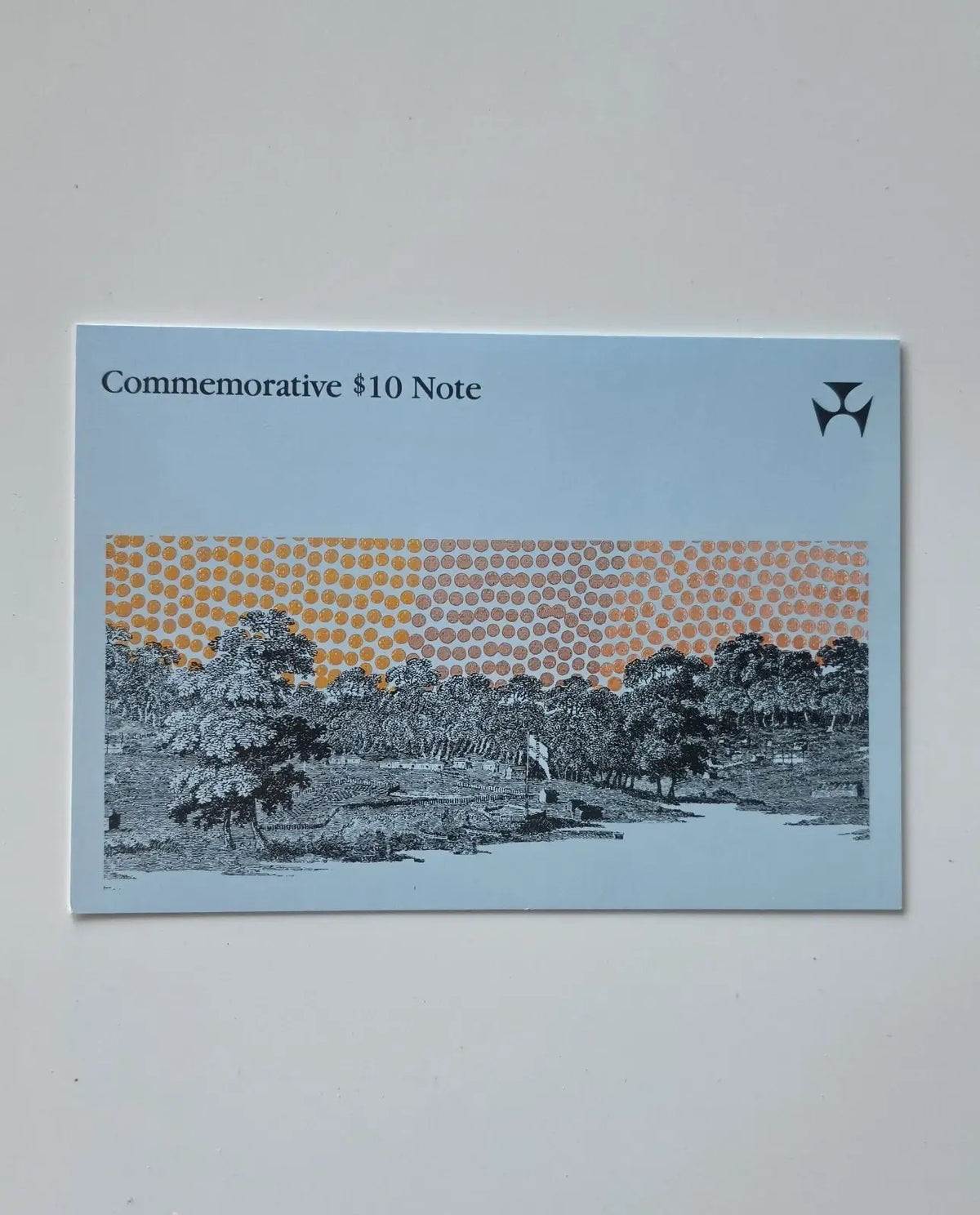 Folder information panel beside the 1988 Australian $10 commemorative banknote portrait