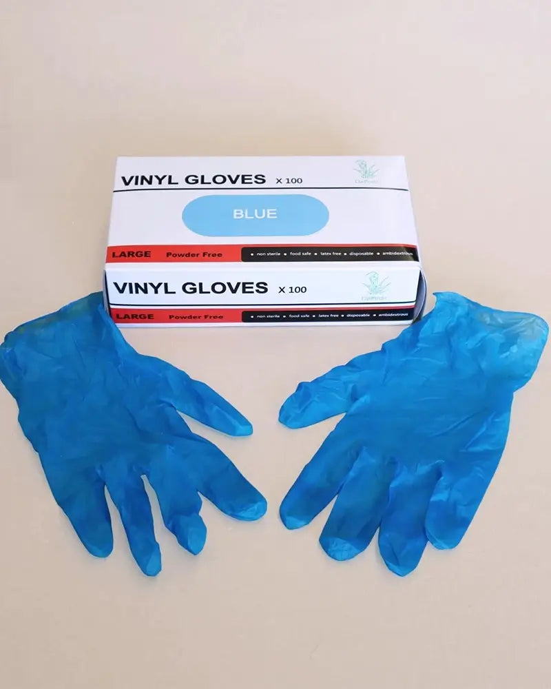 Daffodil Blue Vinyl Gloves, Powder-Free - 100ct