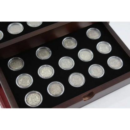 Danbury Mint Sixpences Display Collection – Elegant Wooden and Leather Design