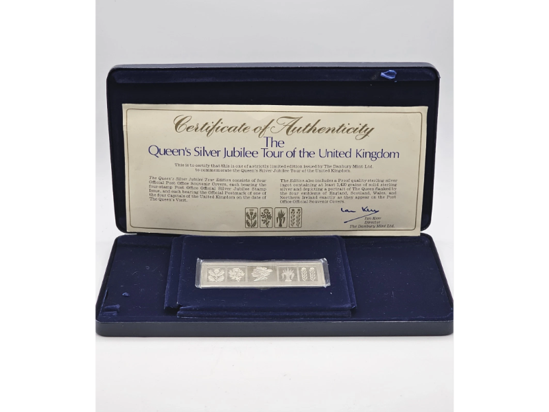 Danbury Mint 1977 Queen's Silver Jubilee sterling silver ingot, 1420g