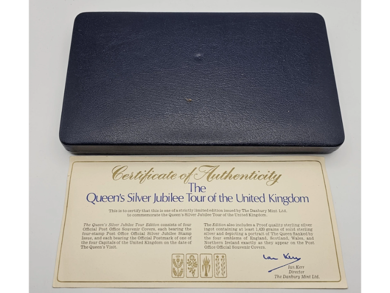1977 Danbury Mint Queen's Silver Jubilee sterling silver collectible ingot