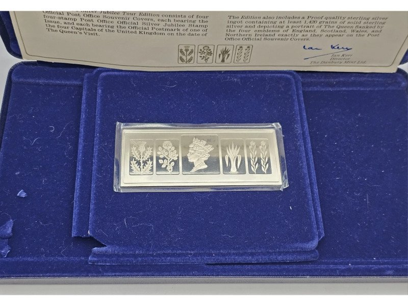 British commemorative silver ingot from Danbury Mint, 1977 Silver Jubilee
