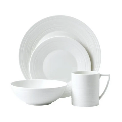 White ceramic dinnerware set
