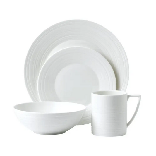 White ceramic dinnerware set