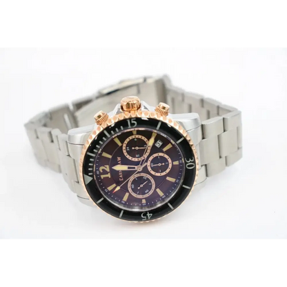 Wristwatch with a silver and rose gold band 
