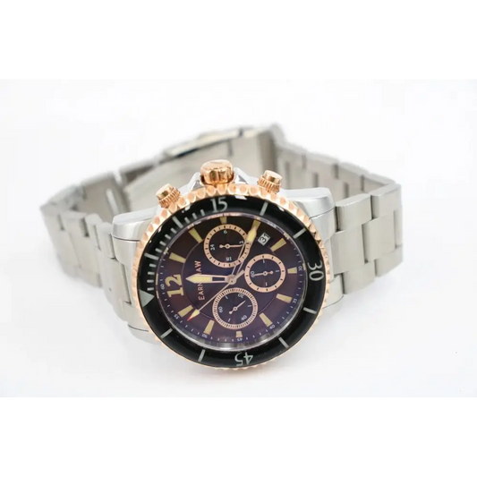 Wristwatch with a silver and rose gold band 