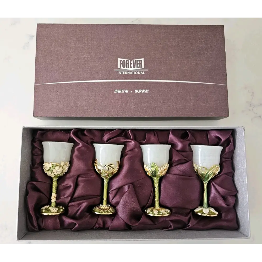 Forever International Enameled Flower Goblet Set of 4 in our kitchen & tableware collection