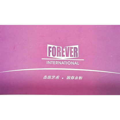 Purple background with 'FOREVER INTERNATIONAL' text in white