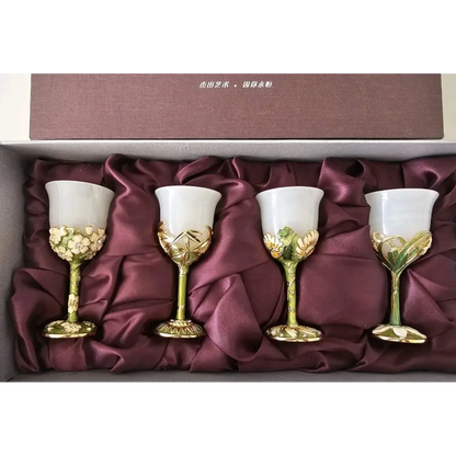 Set of four decorative wine glasses