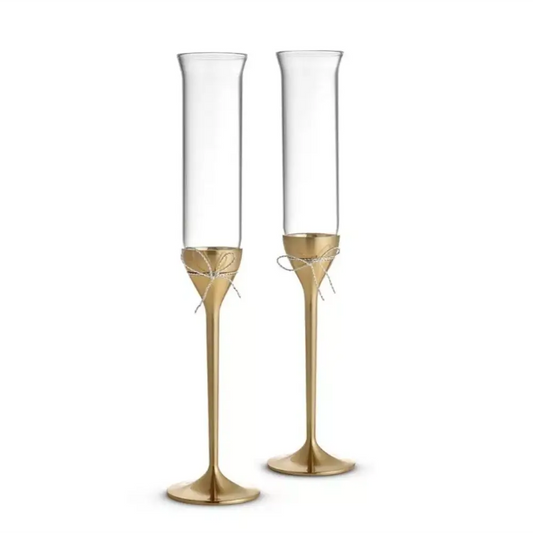 Wedgwood Vera Wang Love Knots Gold Toasting Flute Pair
