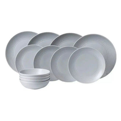 Royal Doulton Gordon Ramsay Maze 12 Piece Dinner Set, Light Grey