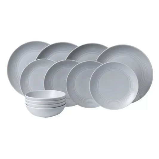 Royal Doulton Gordon Ramsay Maze 12 Piece Dinner Set, Light Grey