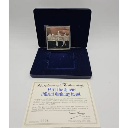H.M. The Queen’s Official Birthday 1977 Sterling Silver Ingot – 120g, COA included