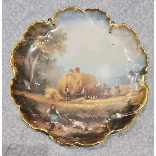 Limoges Harvesting Scene Porcelain Plate