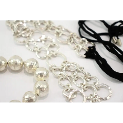 Silver necklace with beads and chain