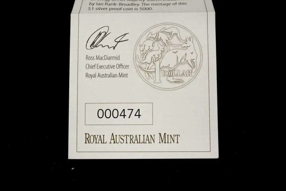 Certificate of authenticity for 2013 Kangaroo in Outback F15 Privy silver proof coin, number 000474 | Koalaehub