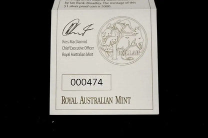 Certificate of authenticity for 2013 Kangaroo in Outback F15 Privy silver proof coin, number 000474 | Koalaehub