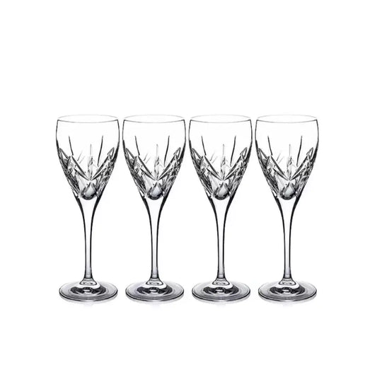Set of four crystal wine glasses