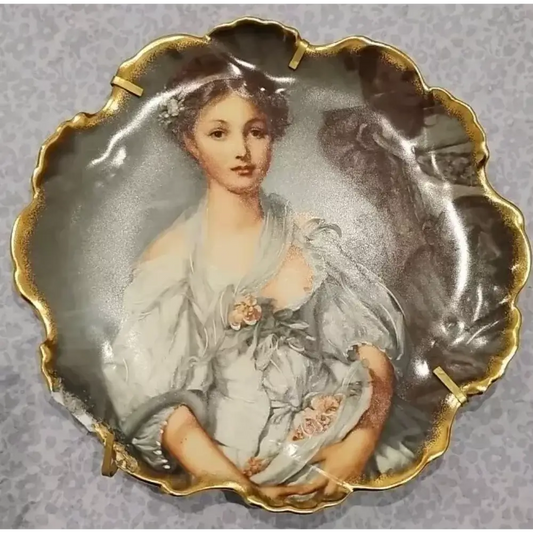 Limoges vintage porcelain plate Lady Portrait 19cm