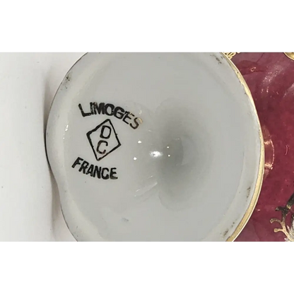 Close-up of a Limoges France ceramic item with a visible brand logo.