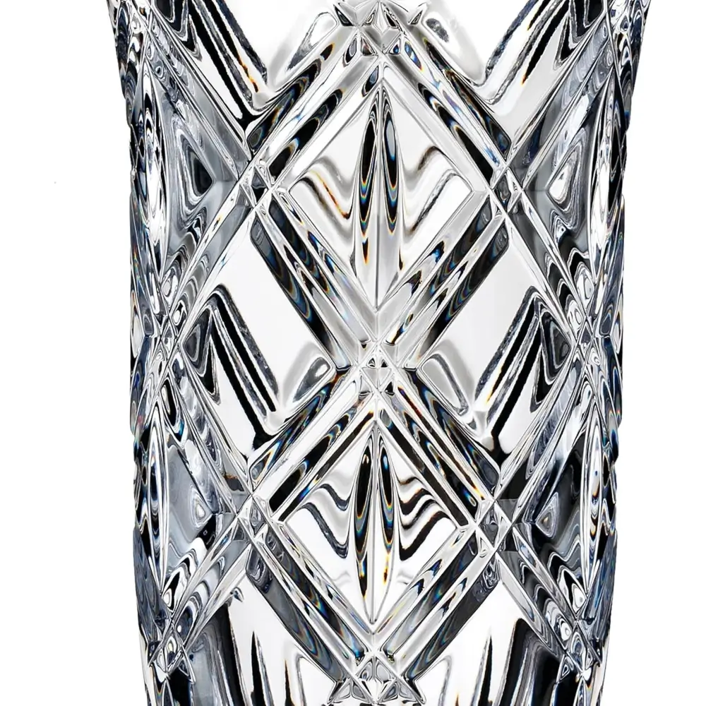 Close-up of the delicate criss-cross crystal cuts on the Waterford Marquis Lacey Vase.