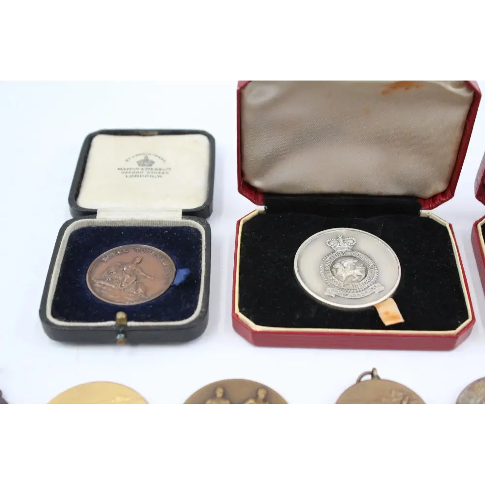 Close-up of Royal Tournament boxed medal with detailed engraving