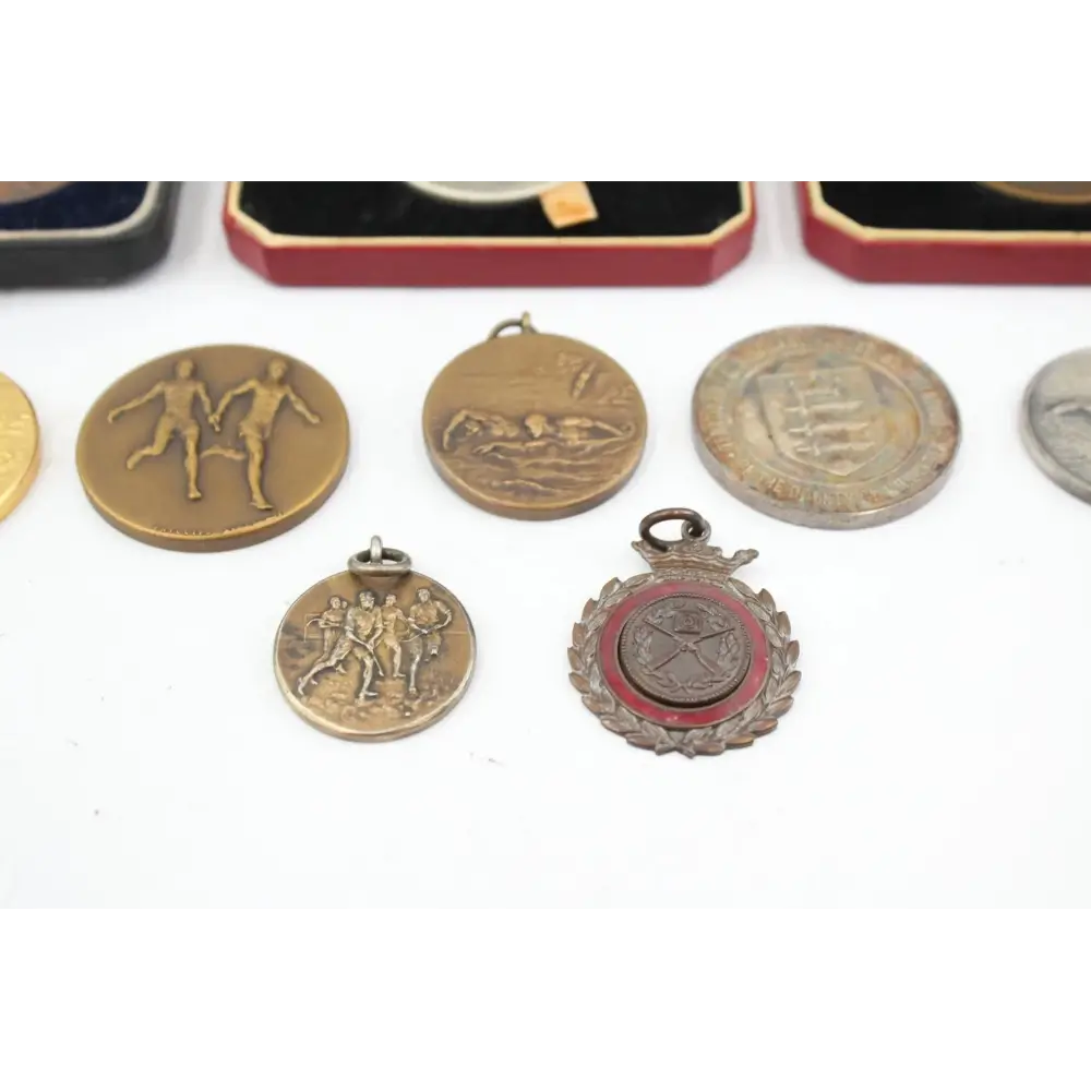 Premium display of Military Sports Medals & Medallions Lot of 12