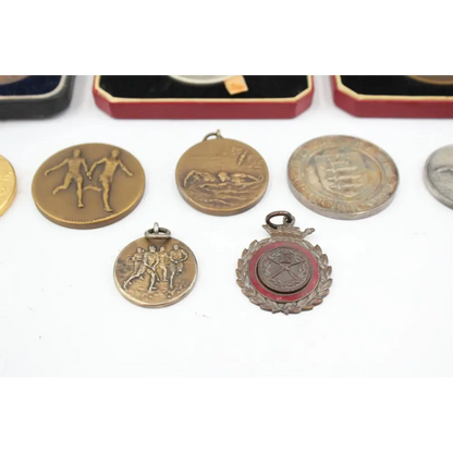 Premium display of Military Sports Medals & Medallions Lot of 12