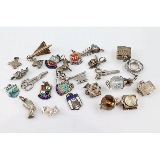 Collection of various silver charms