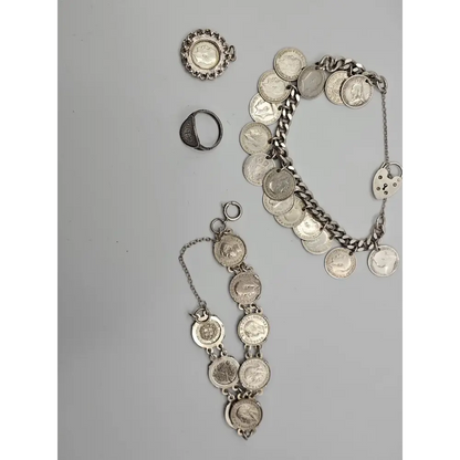 Silver necklace with coin pendants