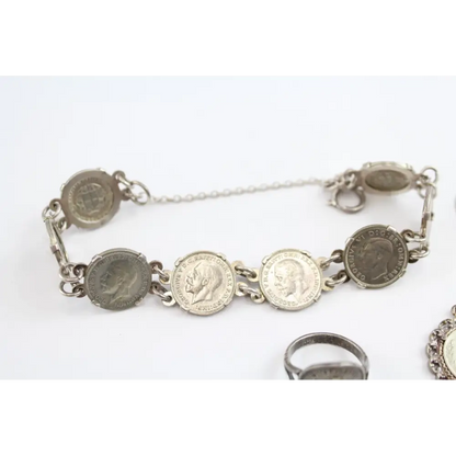 Bracelet made of coin links on a white background