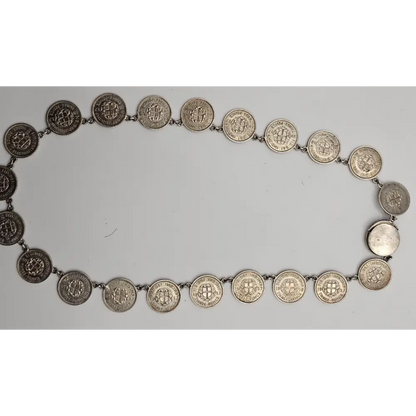 Silver necklace with circular coins