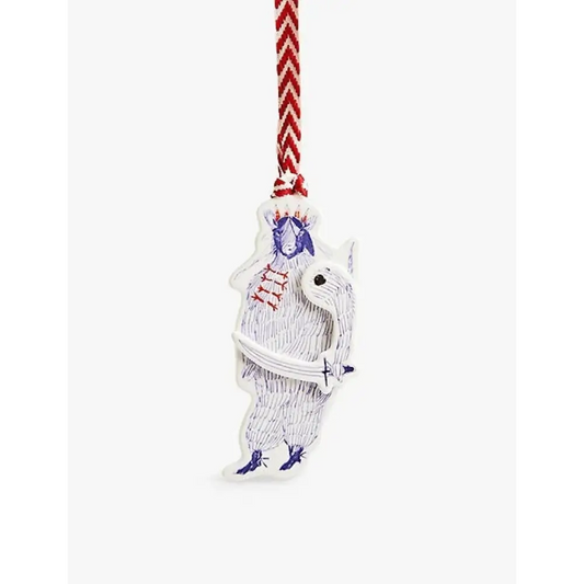 Decorative ornament with a white creature design