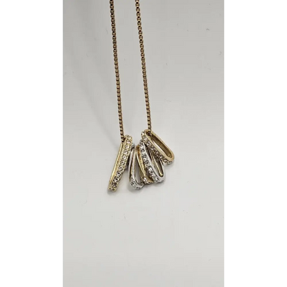 Swarovski Gold Tone Multi-Ring Pendant Necklace with Rhinestones