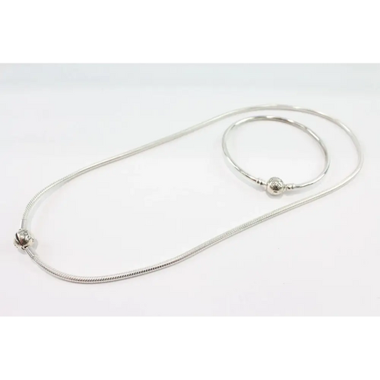Silver necklace and Bracelet