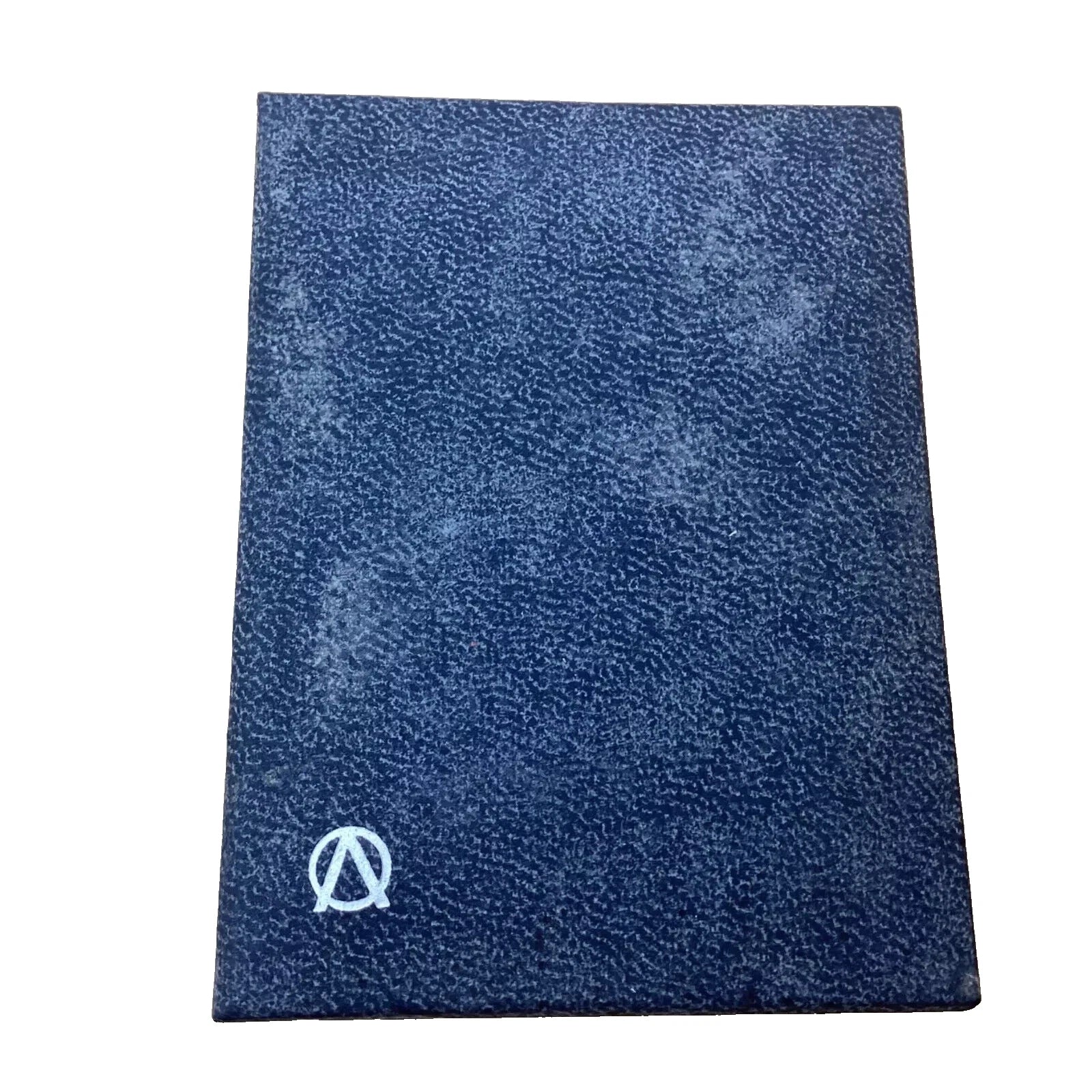 Blue textured fabric with a white logo