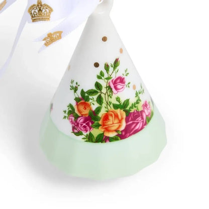 Decorative teardrop-shaped object with floral design
