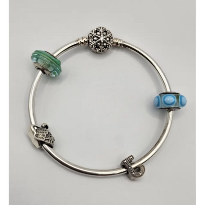 Silver bracelet with colorful beads